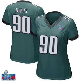 Philadelphia Eagles Women's Jordan Davis Game Team Color Super Bowl LVII Patch Jersey - Green