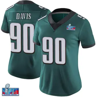 Philadelphia Eagles Women's Jordan Davis Limited Midnight Team Color Vapor Untouchable Super Bowl LVII Patch Jersey - Green