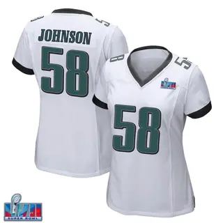 Philadelphia Eagles Women's Kyron Johnson Game Super Bowl LVII Patch Jersey - White