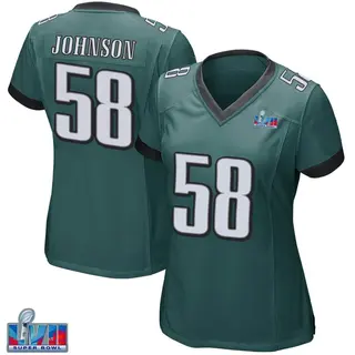 Philadelphia Eagles Women's Kyron Johnson Game Team Color Super Bowl LVII Patch Jersey - Green