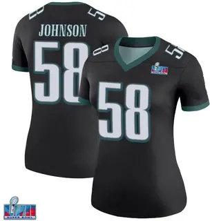 Philadelphia Eagles Women's Kyron Johnson Legend Color Rush Super Bowl LVII Patch Jersey - Black