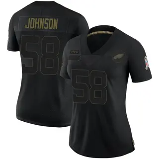 Philadelphia Eagles Women's Kyron Johnson Limited 2020 Salute To Service Jersey - Black