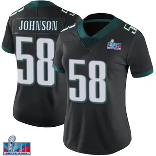 Philadelphia Eagles Women's Kyron Johnson Limited Alternate Vapor Untouchable Super Bowl LVII Patch Jersey - Black