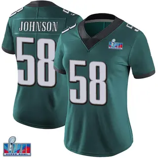 Philadelphia Eagles Women's Kyron Johnson Limited Midnight Team Color Vapor Untouchable Super Bowl LVII Patch Jersey - Green