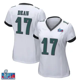 Philadelphia Eagles Women's Nakobe Dean Game Super Bowl LVII Patch Jersey - White