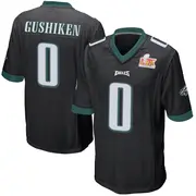 Philadelphia Eagles Youth Kapena Gushiken Game Alternate Super Bowl LIX Jersey - Black
