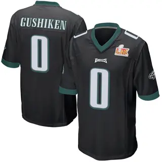 Philadelphia Eagles Youth Kapena Gushiken Game Alternate Super Bowl LIX Jersey - Black