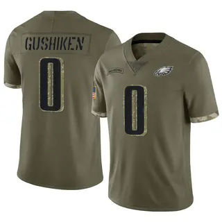 Philadelphia Eagles Youth Kapena Gushiken Limited 2022 Salute To Service Jersey - Olive