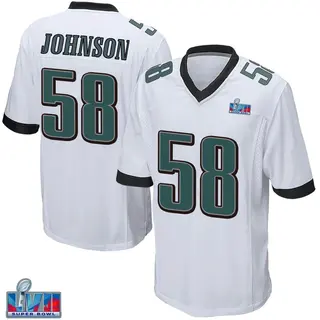 Philadelphia Eagles Youth Kyron Johnson Game Super Bowl LVII Patch Jersey - White
