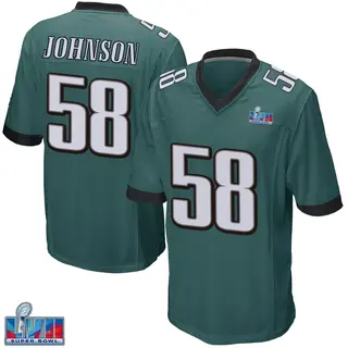 Philadelphia Eagles Youth Kyron Johnson Game Team Color Super Bowl LVII Patch Jersey - Green