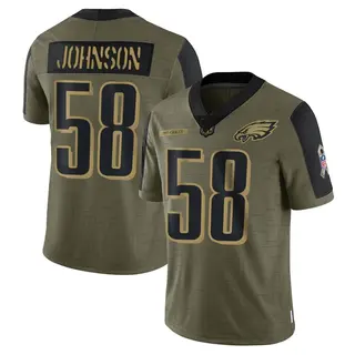 Philadelphia Eagles Youth Kyron Johnson Limited 2021 Salute To Service Jersey - Olive