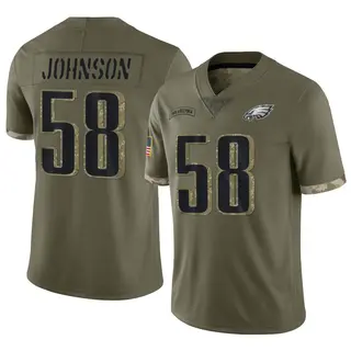 Philadelphia Eagles Youth Kyron Johnson Limited 2022 Salute To Service Jersey - Olive