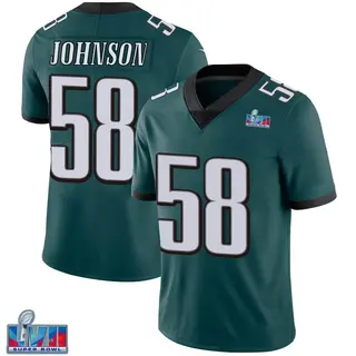 Philadelphia Eagles Youth Kyron Johnson Limited Midnight Team Color Vapor Untouchable Super Bowl LVII Patch Jersey - Green