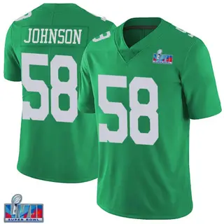 Philadelphia Eagles Youth Kyron Johnson Limited Vapor Untouchable Super Bowl LVII Patch Jersey - Green