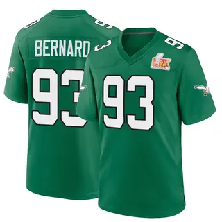 Philadelphia Eagles Youth Uar Bernard Game Kelly Alternate Super Bowl LIX Jersey - Green