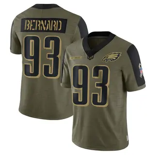 Philadelphia Eagles Youth Uar Bernard Limited 2021 Salute To Service Jersey - Olive