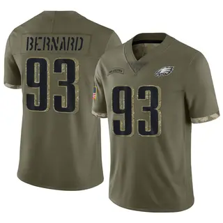 Philadelphia Eagles Youth Uar Bernard Limited 2022 Salute To Service Jersey - Olive