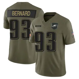 Philadelphia Eagles Youth Uar Bernard Limited 2025 Salute to Service Jersey - Olive